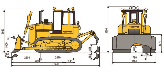 Габаритные размеры бульдозера Четра Т9