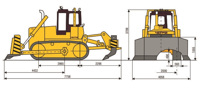 Габаритные размеры бульдозера Четра Т15