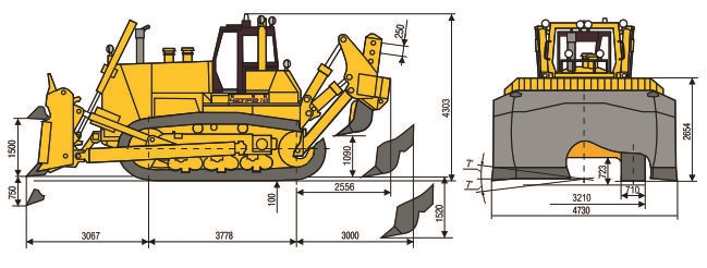 Бульдозер Четра Т-40. Габаритные размеры основных деталей