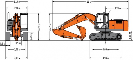 Габариты Hitachi zx 330