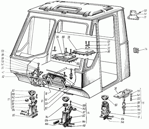 Схема кабины трактора Т-150